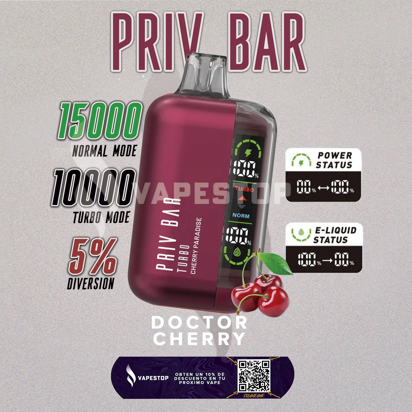 Priv Bar Vapes 15000 Puffs Dispositivo de vape desechable recargable – 5%